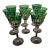 1980s St Louis Crystal "Tommy" Green Cut to Clear Wine Glasses. Set of 8 For Sale