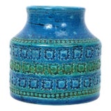 Vintage Mid Century Modern Aldo Londi Blue Rimini Pottery Vase for Bitossi For Sale