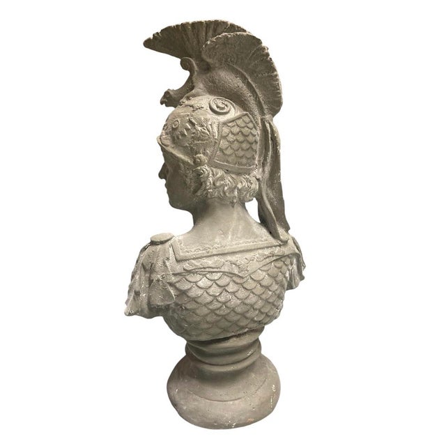 2000 - 2009 Neoclassical Style Cast Iron Bust of a Roman Warrior For Sale - Image 5 of 12