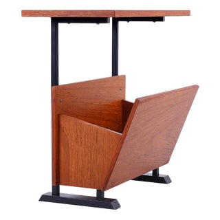 Teak and Black Magazine Rack by Cees Braakman for Pastoe, 1950s For Sale