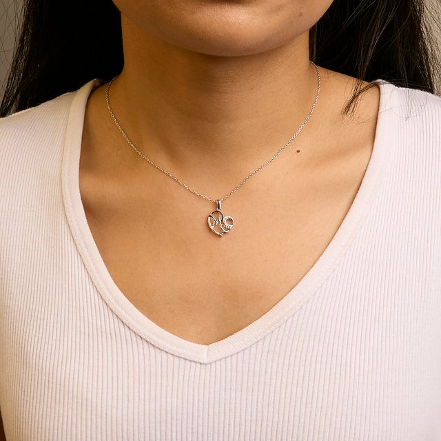 .925 Sterling Silver Cursive Mom Heart Diamond Accent Pendant Necklace (J-K Color, I2-I3 Clarity) - 18" Inches For Sale - Image 4 of 5