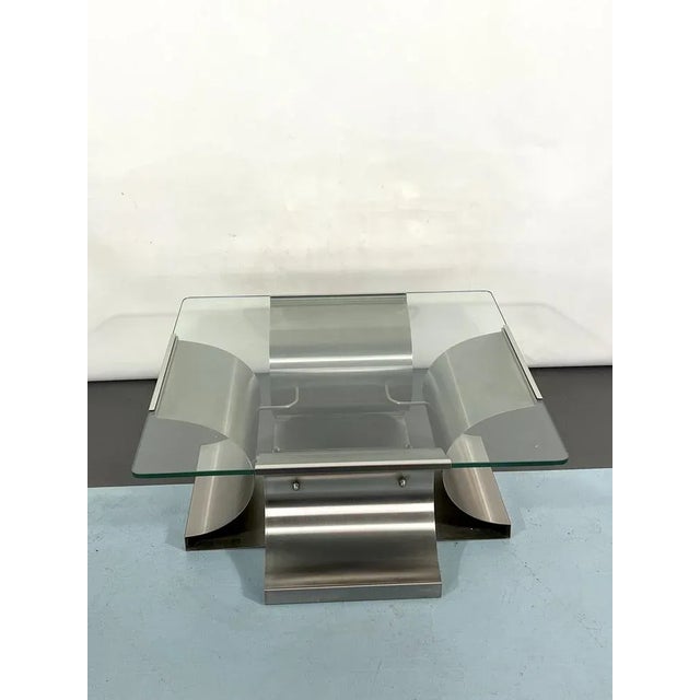 Coffee Table in Brushed Steel by Francois Monnet for Kappa, France, 1970s For Sale - Image 10 of 14