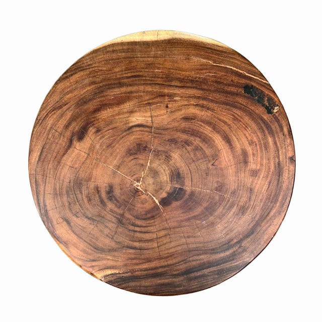 Solid two tone acacia monkey pod wood stool table. Hand sanded smooth with sealed finish. Each unique with beautiful wood...