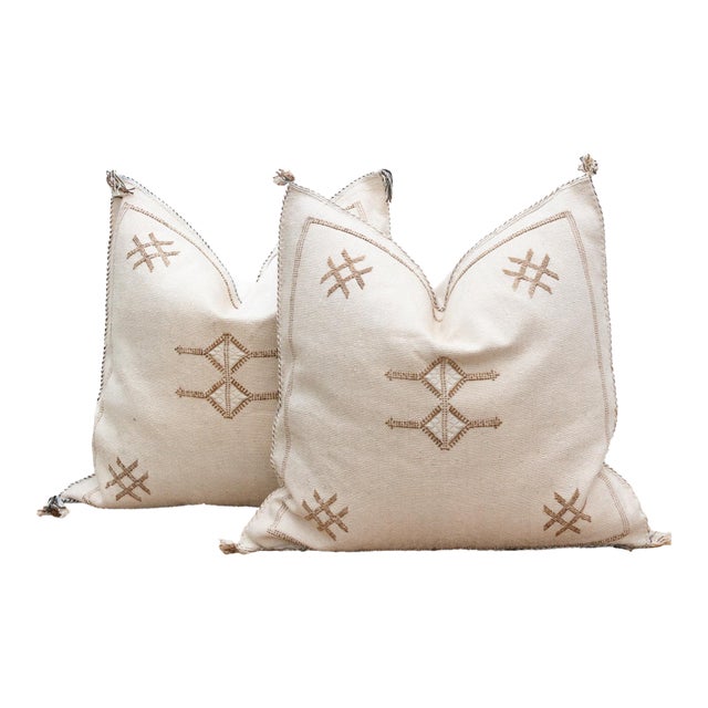 Pair of Large Oasis Medina Silk Rug Pillows For Sale