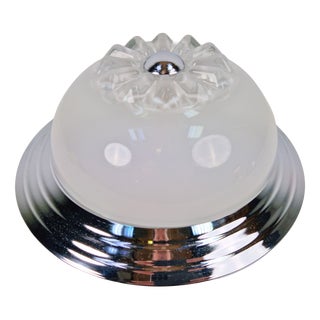 Art Deco Chrome Art Glass Ceiling Lamp, Italy, 1960 For Sale