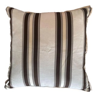 Brown & Ivory Stripe Throw Pillow For Sale