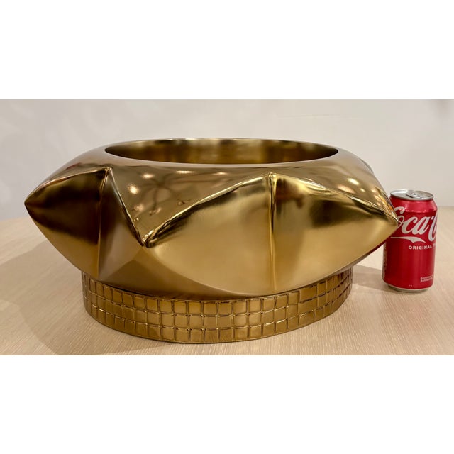 Original retail $1005, stylish John Richard Modern Brass Star Giza Bowl, showroom floor sample