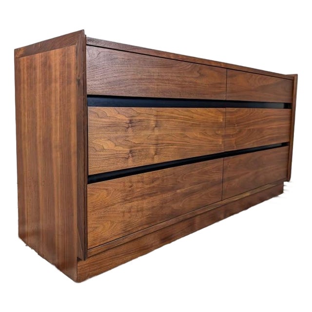 MCM 6 Drawer Walnut Dresser by Dillingham For Sale
