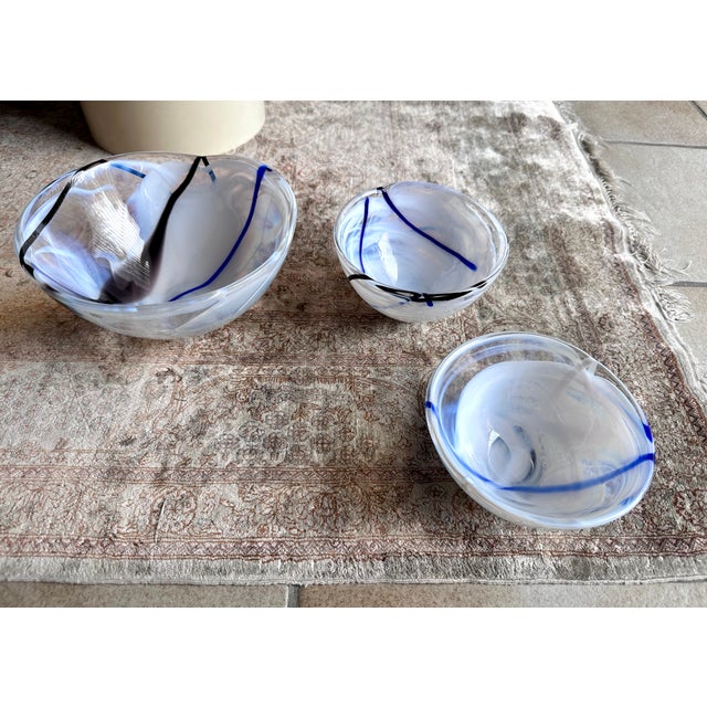 Early Edition Contrast Series Bowls in Mouth-Blown Art Glass by Anna Ehrner for Kosta Boda, Sweden, 2005, Set of 3 For Sale - Image 14 of 18