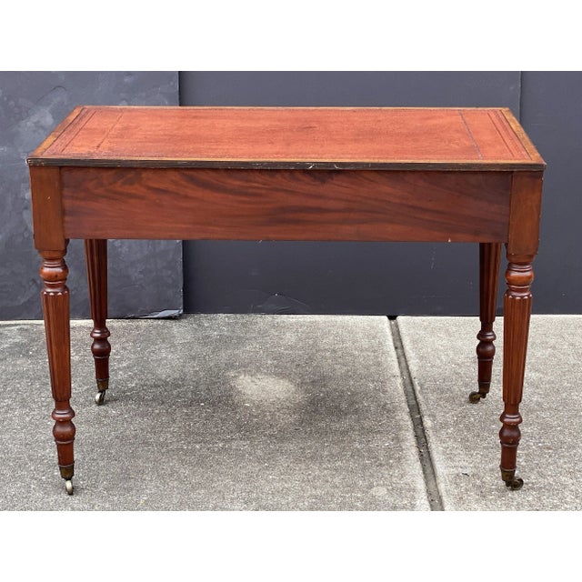 Regency Period Writing Table or Desk of Mahogany With Leather Top For Sale - Image 4 of 12
