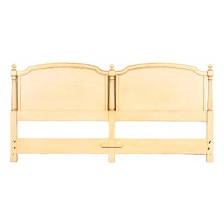 Kindel Furniture French Regency Cream Lacquered Parcel Gilt King Size Headboard, Circa 1960s For Sale