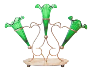 Victorian Emerald Glass & Silverplate Epergne
