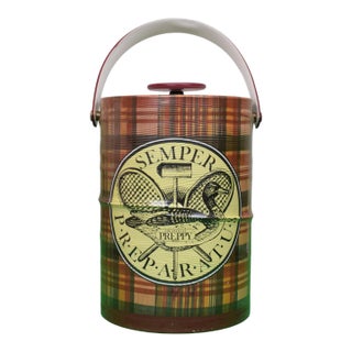 1980s "SEMPER PREPARATUS" The Official Preppy Madras Plaid Ice Bucket For Sale