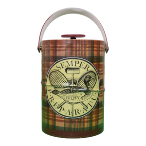 1980s "SEMPER PREPARATUS" The Official Preppy Madras Plaid Ice Bucket