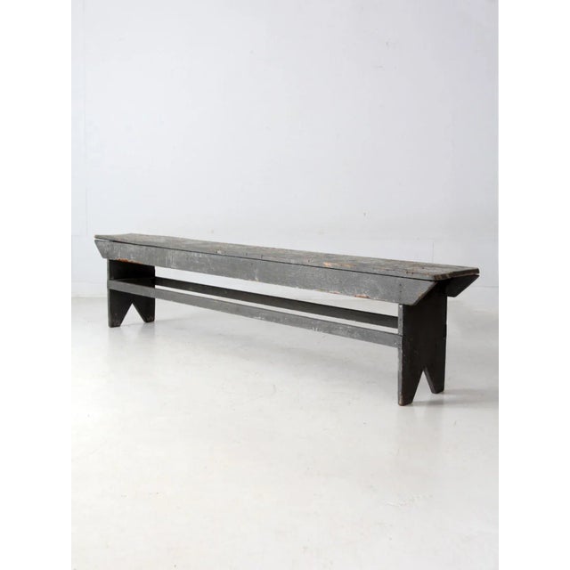 Antique Painted Farmhouse Bench For Sale - Image 9 of 18