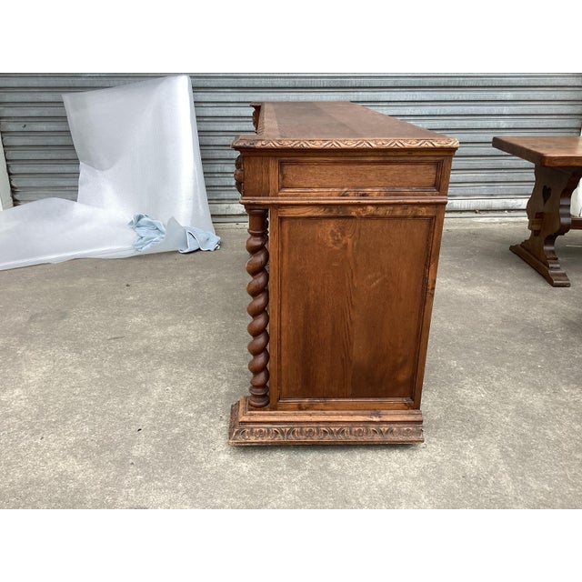 Handsome French Oak Credenza W Barley Twist For Sale - Image 11 of 16