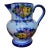 Vintage Vestal Alcobaca Portugal Pottery Hand Painted Floral Blue Pitcher For Sale