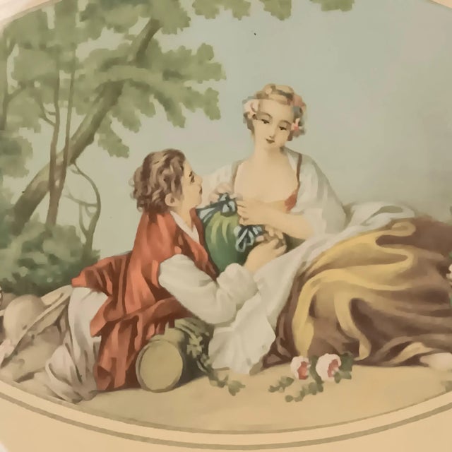 1960s Francois Boucher "La Musette" Print Gokd Frame Mirror on Opposite Side For Sale - Image 5 of 13