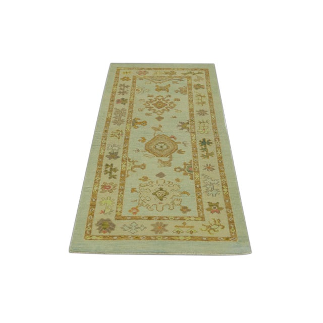 Early 21st Century Multicolor Handwoven Turkish Oushak Rug 2'10" X 6'11" For Sale - Image 5 of 5