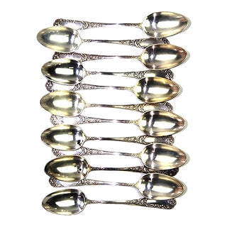 Antique Solid Silver Soup Spoons, 1900s, Set of 12 For Sale