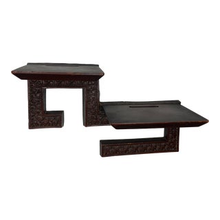 1960s Petite Chinoiserie Faux Wood Syroco Wall Shelf For Sale
