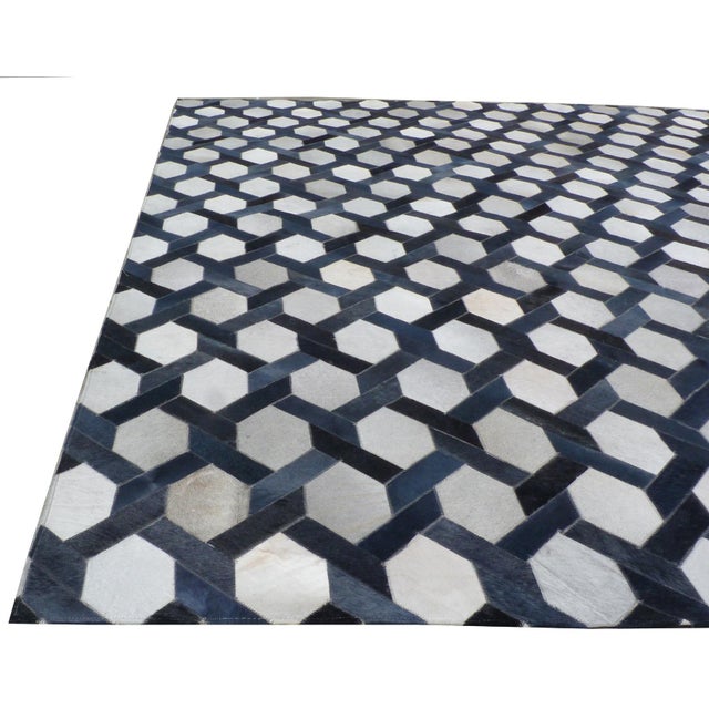 Montgomery Silver/Blue/Multi Patchwork Leather Area Rug - 9'6"x13'6" For Sale - Image 4 of 10