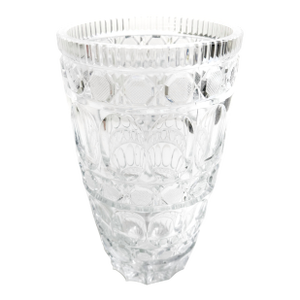 Vintage Mid Century Large Heavy 1970s Bohemian Lead Crystal Vase