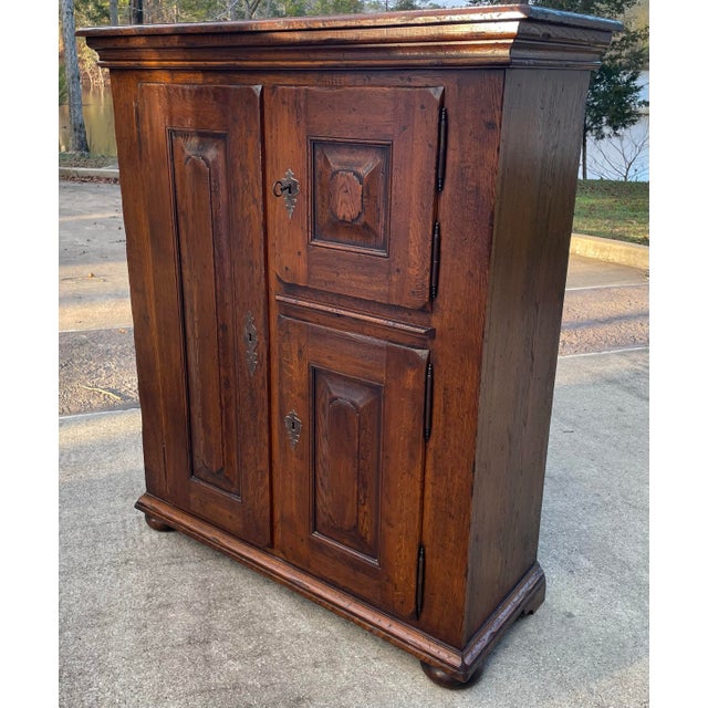 Love this rustic European jam cupboard with awesome patina and hardware. Lots of storage on both sides. Wooden shelves are...