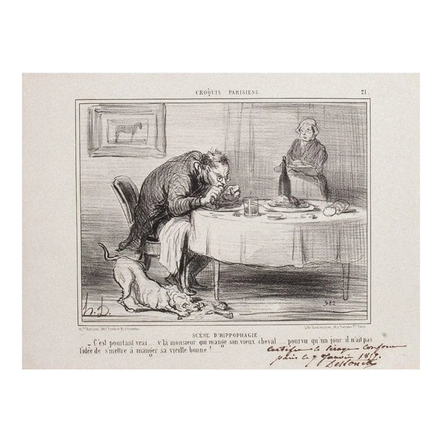 Honoré Daumier, Scêne D'Hippophagie, Lithograph, 1857 For Sale