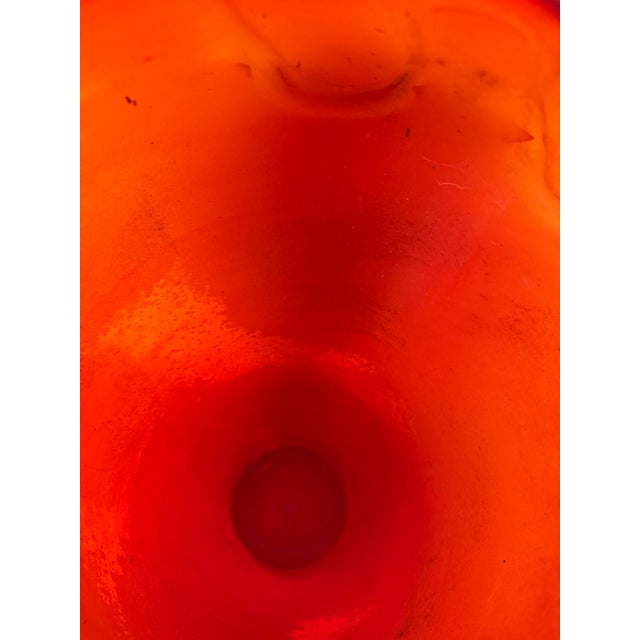 Murano Italy Seguso Glass Vase - Brilliant Translucent Red and Bottle Green For Sale - Image 10 of 18