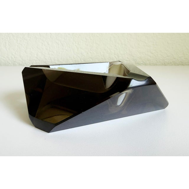 Glass 1960s Smoked Glass Faceted Ashtray For Sale - Image 7 of 11