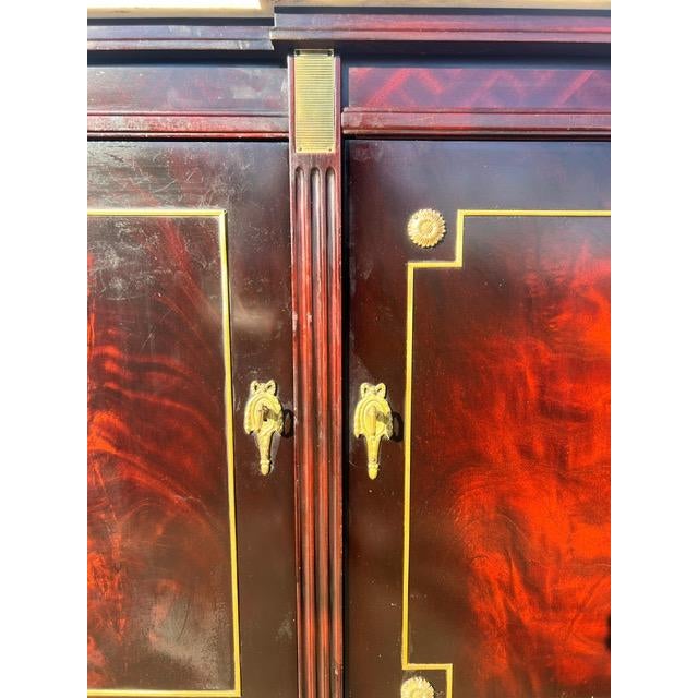 French Louis XVI Flam Mahogany Sideboard Carrera Marble Top 1900s For Sale - Image 9 of 18