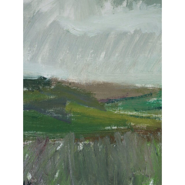 Green Mid-Century Modern 'Earth and Air' Vintage Swedish Original Abstract Landscape Oil Painting, Framed For Sale - Image 8 of 11