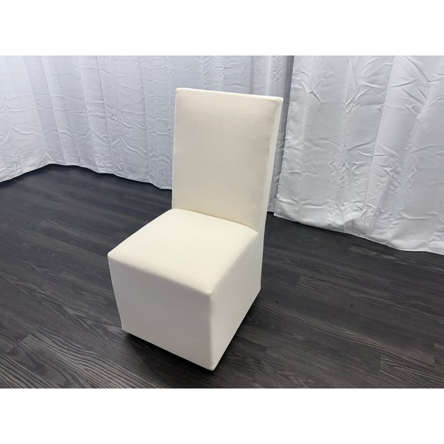 RH Restoration Hardware Ellison High-Back Fabric Dining Side Chair Performance Linen Weave — Natural, Recessed Caster Base...