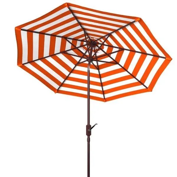 Contemporary Athens Inside Out Striped 9ft Crank Outdoor Auto Tilt Umbrella - Orange For Sale - Image 3 of 5