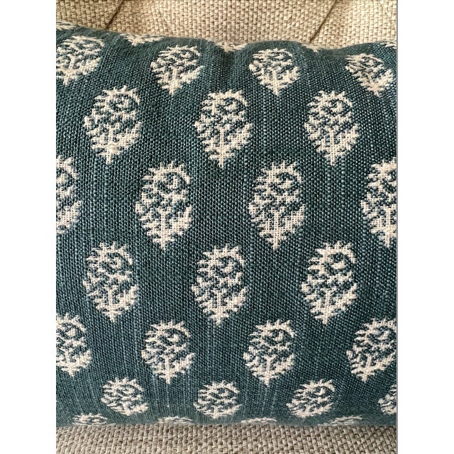 Peter Dunham Aquamarine Rajmata Fabric Pattern Lumbar Pillow Cover ...