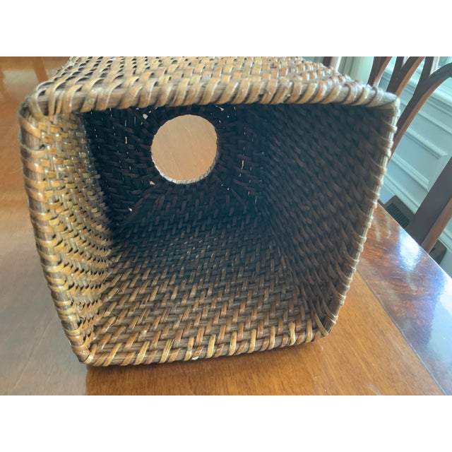 1980s Vintage Rattan Tissue Box Cover For Sale - Image 5 of 6