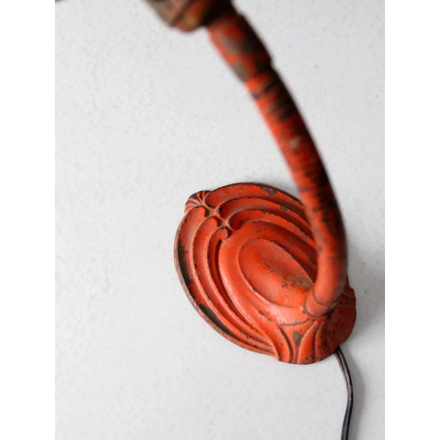 Metal Vintage Red Gooseneck Lamp For Sale - Image 7 of 11