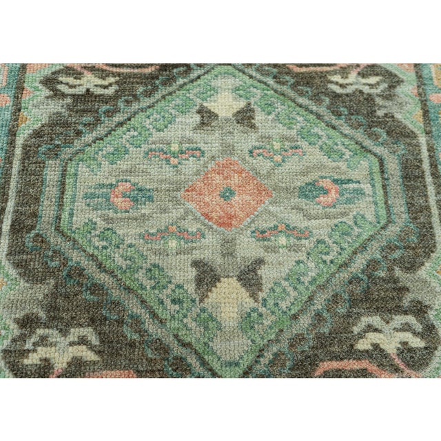 Turkish Turkish Oushak Rug 2'8" x 8'5" #20031 For Sale - Image 3 of 8