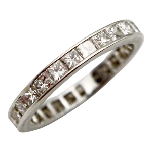 18K Gold Princess Cut Diamond Eternity Band Size 6