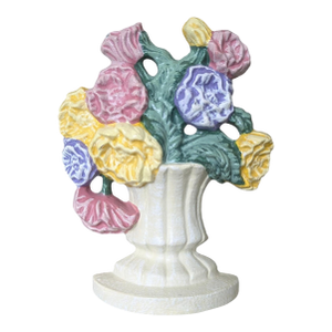 Antique Basket of Flowers Floral Cast Iron Hubley Doorstop