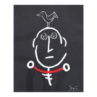 Birdhead 11 - Contemporary Quirky Figurative Mixed Media Art on Canvas Original Artwork by Soren Grau For Sale