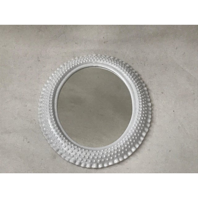 Vintage Faux Milk Glass Hobnail Oval Wall Mirror For Sale - Image 9 of 9