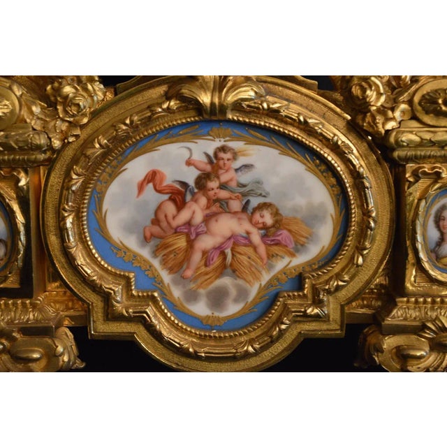 Metal Sèvres Porcelain With Doré Bronze Clock For Sale - Image 7 of 9