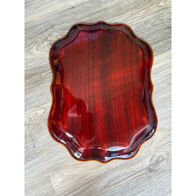 Super chic tray having scalloped design edges mixes old world style and new word materials probably 1980s. From a very...