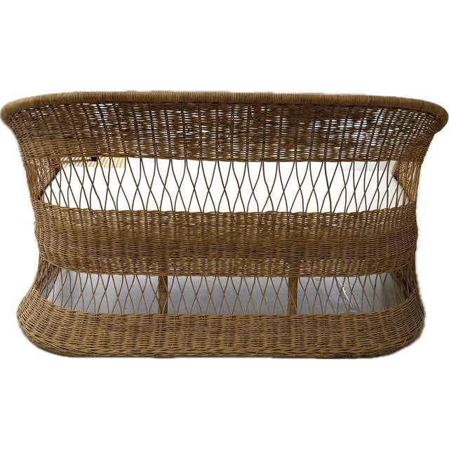 Vintage Mid-Century Coastal Boho Woven Wicker and Rattan Loveseat Settee For Sale - Image 4 of 5