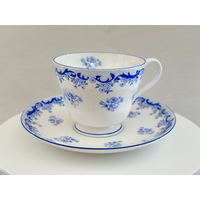 Shelley Heavenly Blue Teacup and Saucer, Vintage English Blue Floral Teacup For Sale In Boston - Image 6 of 10