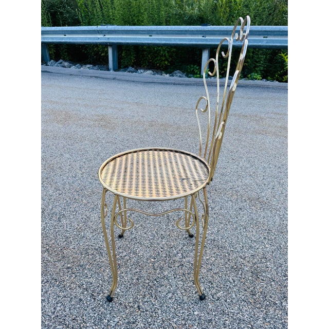Metal Vintage 1960s Gold Metal Vanity Chair For Sale - Image 7 of 7