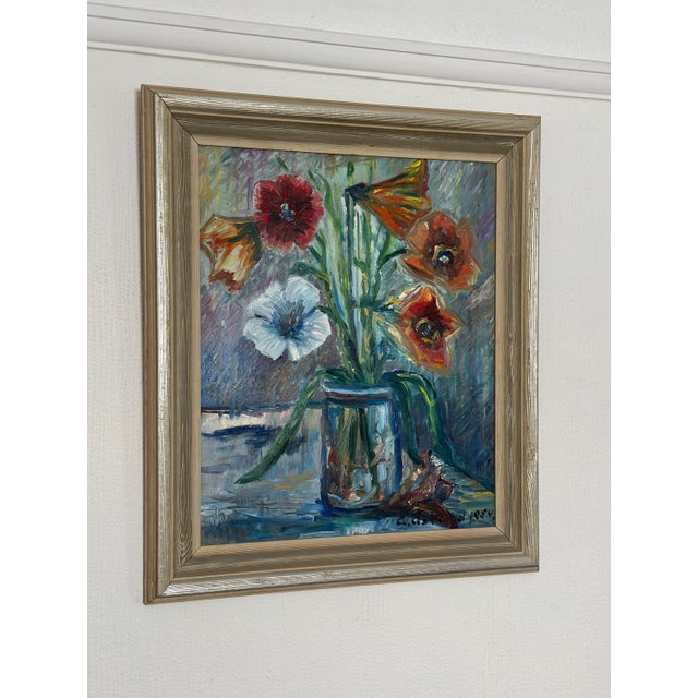 A. Åslund, Flower Still Life, 1954, Oil on Panel, Framed For Sale - Image 8 of 18