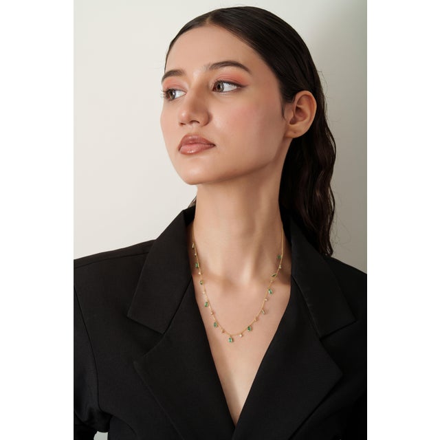 2.4ct Emerald & Diamond Drop Charm Necklace in 14k Yellow Gold For Sale - Image 11 of 15